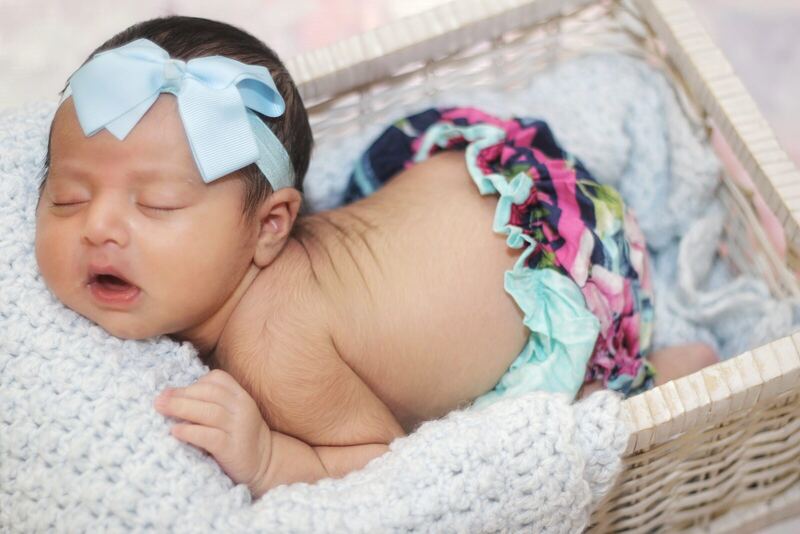 Newborn in basket